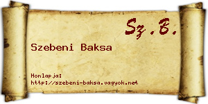 Szebeni Baksa névjegykártya